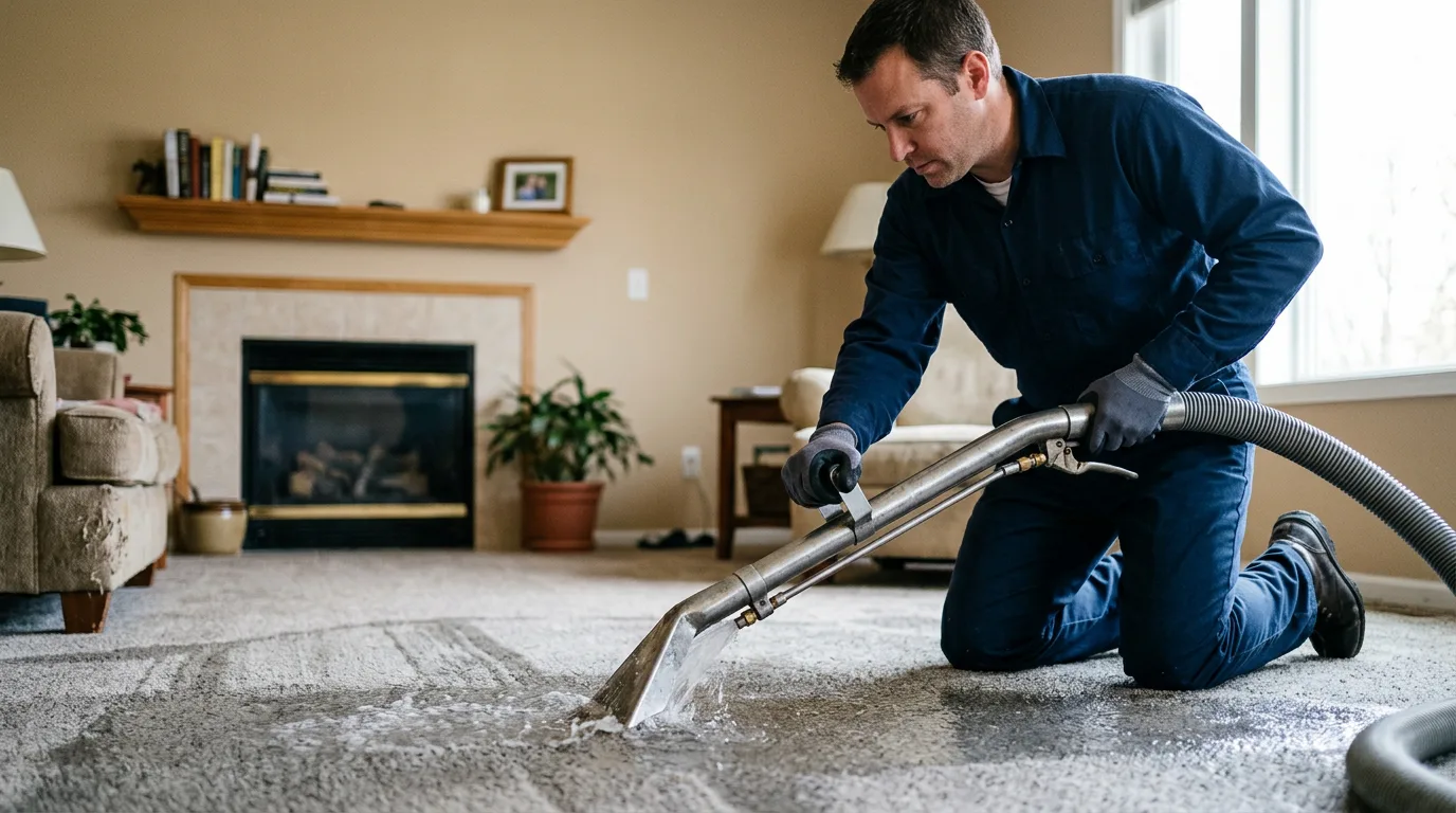 Water damage restoration technician working near Oakley, ID